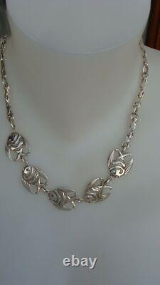 Ancien collier argent massif poissons bijou ancien collier argent minerve bijou