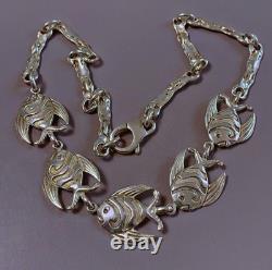 Ancien collier argent massif poissons bijou ancien collier argent minerve bijou