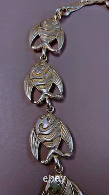 Ancien collier argent massif poissons bijou ancien collier argent minerve bijou