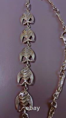 Ancien collier argent massif poissons bijou ancien collier argent minerve bijou