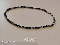 Ancien collier boules en argent massif et lapis-lazuli