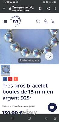 Ancien collier boules en argent massif poinçon 925 poids 85grs