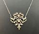 Ancien Collier En Argent Massif Décor Louis Xvi Et Brillants Bijoux Pendentif