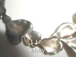 Ancien collier feuilles et perles en argent massif 925 27 grs