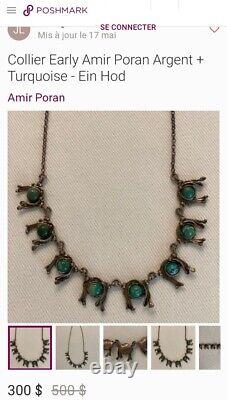 Ancien collier rare argent massif et cornaline, première bijoux d'Amir PORAN