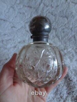 Ancien flacon à parfum en argent massif d'époque victorienne