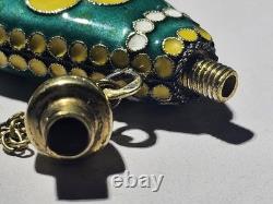Ancien flacon de parfum émaillé cloisonné 916 argent massif doré russe URSS