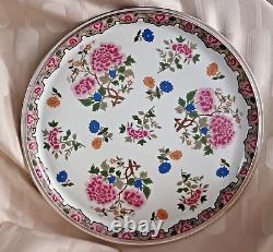 Ancien grand PLAT Porcelaine LIMOGES RAYNAUD bordé argent massif Tétard frères
