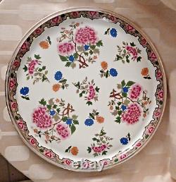 Ancien grand PLAT Porcelaine LIMOGES RAYNAUD bordé argent massif Tétard frères