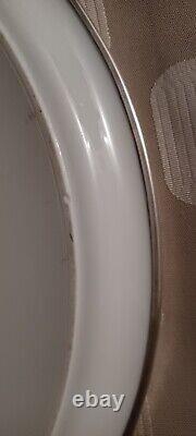 Ancien grand PLAT Porcelaine LIMOGES RAYNAUD bordé argent massif Tétard frères