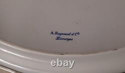 Ancien grand PLAT Porcelaine LIMOGES RAYNAUD bordé argent massif Tétard frères
