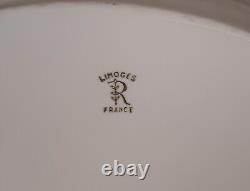 Ancien grand PLAT Porcelaine LIMOGES RAYNAUD bordé argent massif Tétard frères