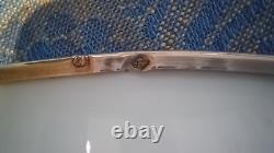 Ancien grand PLAT Porcelaine LIMOGES RAYNAUD bordé argent massif Tétard frères