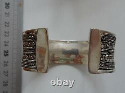 Ancien jonc en argent massif époque art déco tressé grand modèle dans sa boîte