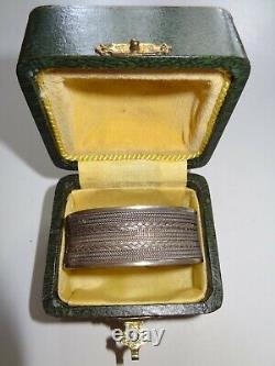 Ancien jonc en argent massif époque art déco tressé grand modèle dans sa boîte