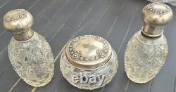 Ancien nécessaire de toilette en Cristal et argent massif. Baccarat, St Louis