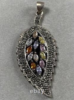 Ancien pendentif argent Citrine améthyste Quartz pendentif collier argent massif
