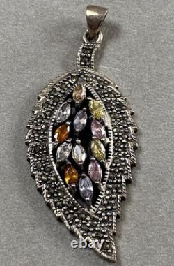Ancien pendentif argent Citrine améthyste Quartz pendentif collier argent massif