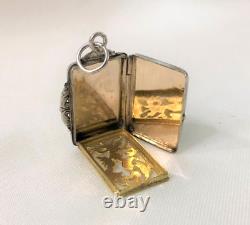 Ancien pendentif vinaigrette Argent massif niellé & vermeil Bijoux Sel Parfum