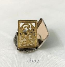 Ancien pendentif vinaigrette Argent massif niellé & vermeil Bijoux Sel Parfum