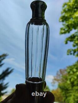 Ancien petit flacon en cristal et argent massif, flasque à alcool, fin XIXe