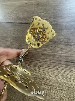 Ancien pince à mignardise toast en argent massif doré vermeil