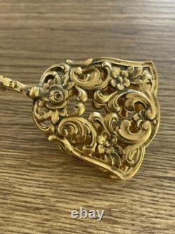 Ancien pince à mignardise toast en argent massif doré vermeil