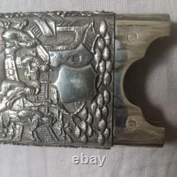 Ancien porte-cartes en argent massif Chine, XIX? Siècle signé Cumshing Cant