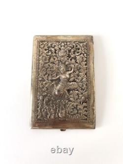 Ancien porte-cigarettes en argent 900 de Thaïlande Art traditionnel Kinnari