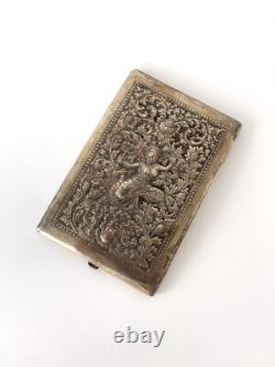 Ancien porte-cigarettes en argent 900 de Thaïlande Art traditionnel Kinnari