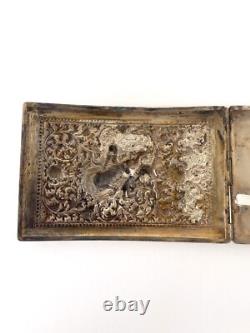 Ancien porte-cigarettes en argent 900 de Thaïlande Art traditionnel Kinnari
