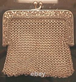 Ancien porte monnaie En Mailles En Argent 48g Avec Poinçon