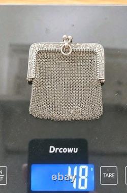 Ancien porte monnaie En Mailles En Argent 48g Avec Poinçon