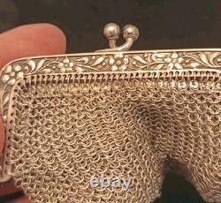 Ancien porte monnaie En Mailles En Argent 48g Avec Poinçon