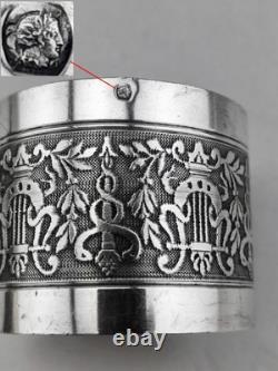 Ancien rond de serviette en argent massif minerve fin XIX e