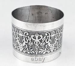 Ancien rond de serviette en argent massif minerve fin XIX e
