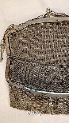 Ancien sac à main Argent cotte de maille Aumonière XIXe vintage