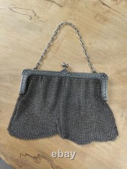 Ancien sac de soirée en maille argent massif 219 gr No porte monnaie