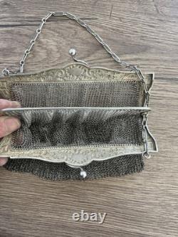 Ancien sac de soirée en maille argent massif 245 gr No porte monnaie