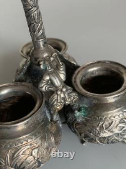 Ancien salerons argent massif Chine silver chinese export salt condiment set