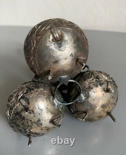 Ancien salerons argent massif Chine silver chinese export salt condiment set