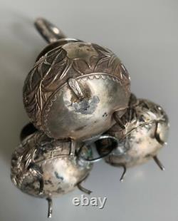 Ancien salerons argent massif Chine silver chinese export salt condiment set