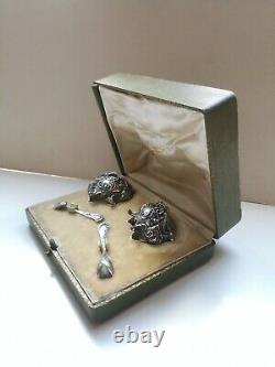 Ancien salerons argent massif sterling silver poinçon minerve La Doucette XIX°