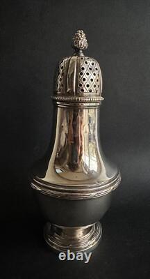 Ancien sucrier argent massif sterling silver orfèvre L. Lapar décor ruban XIXème