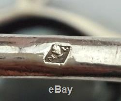 Ancienne Bague Argent Massif Hématite Taille 55 / 56 Antique Silver Ring Silber