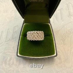 Ancienne Bague Argent Massif Moderniste Monture Ouvragé Poinçons