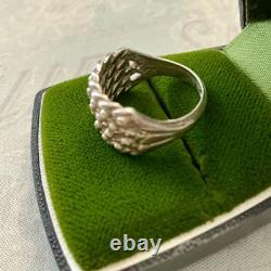 Ancienne Bague Argent Massif Moderniste Monture Ouvragé Poinçons