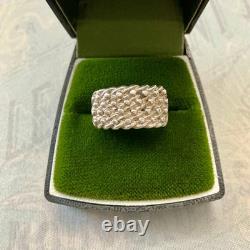 Ancienne Bague Argent Massif Moderniste Monture Ouvragé Poinçons
