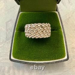 Ancienne Bague Argent Massif Moderniste Monture Ouvragé Poinçons