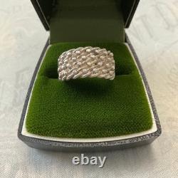 Ancienne Bague Argent Massif Moderniste Monture Ouvragé Poinçons